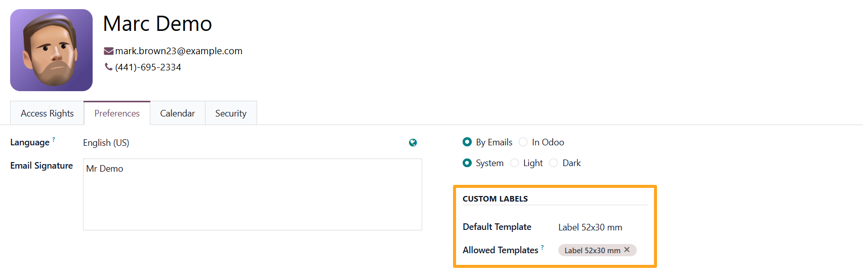 Odoo 19.0 Product Label Builder Start User Settings